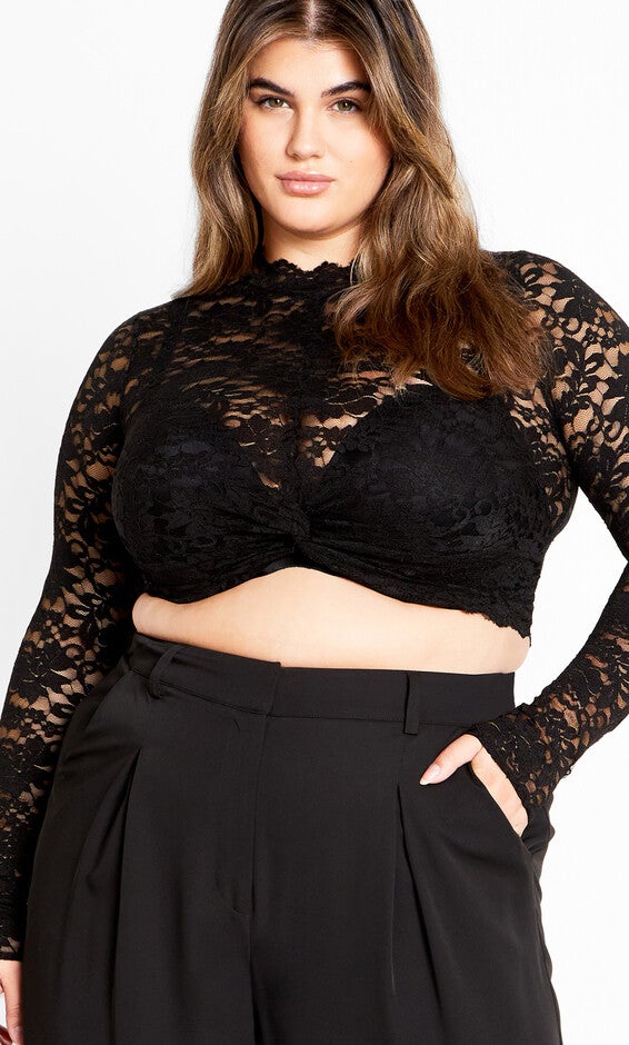 Lace Frankie Top - black, BLACK, hi-res image number 0