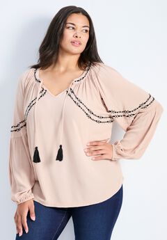 Isabelle Emb 3/4 Slv Top