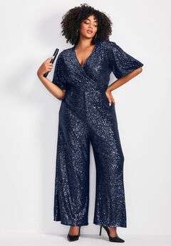 Nada Sequin Puff Sleeve Jumpsuit