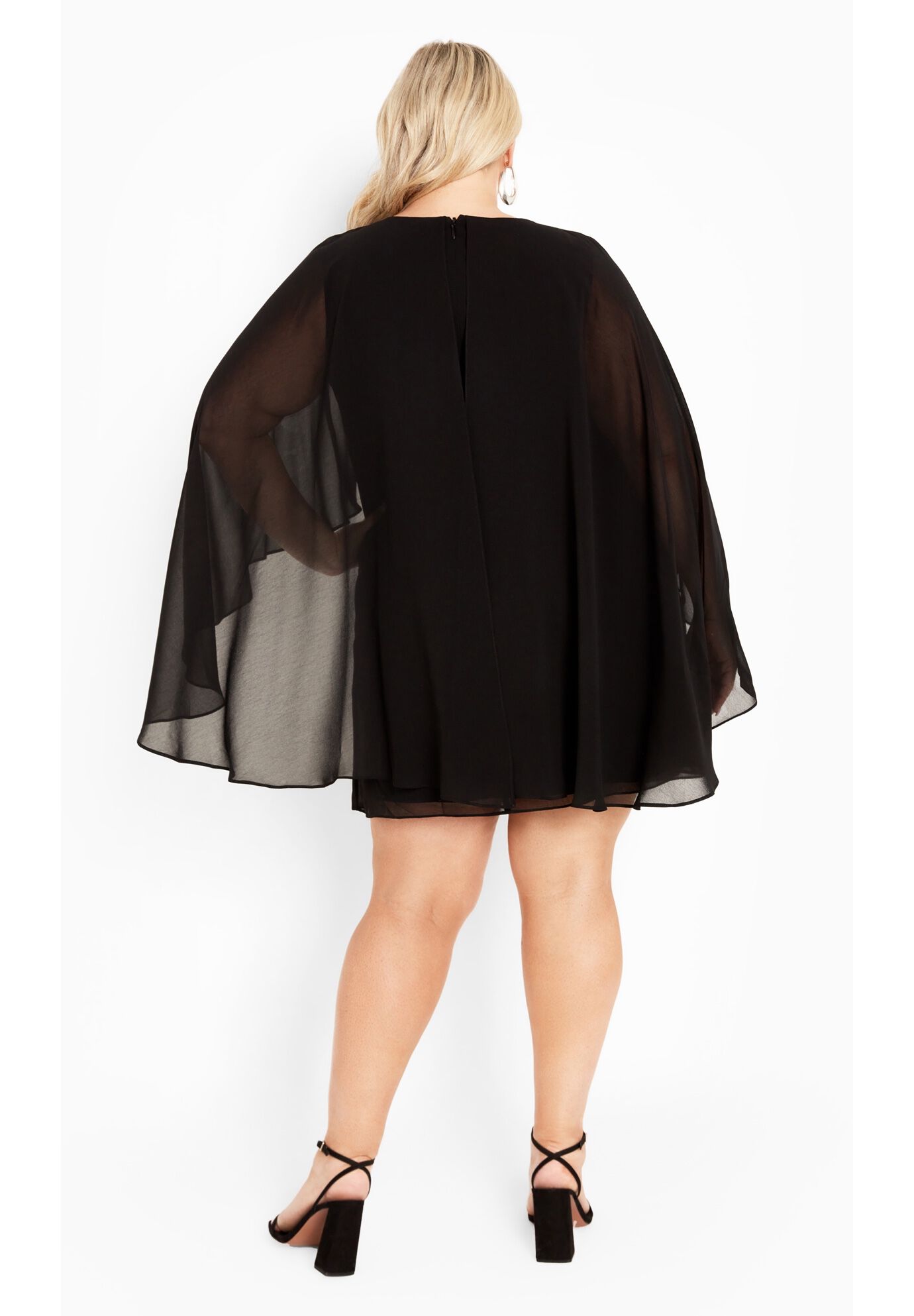 Nina Cape Dress, BLACK, alternate image number 3