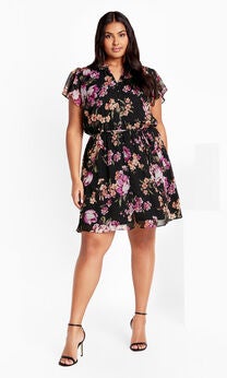 Christa Print Dress - black