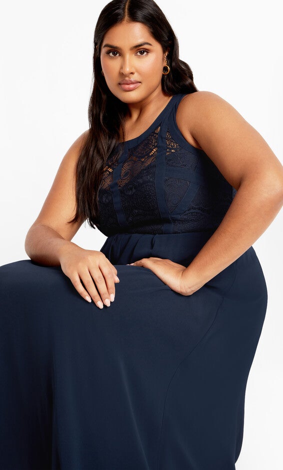 Panelled Bodice Maxi Dress - french navy, BLUE, alternate image number 3