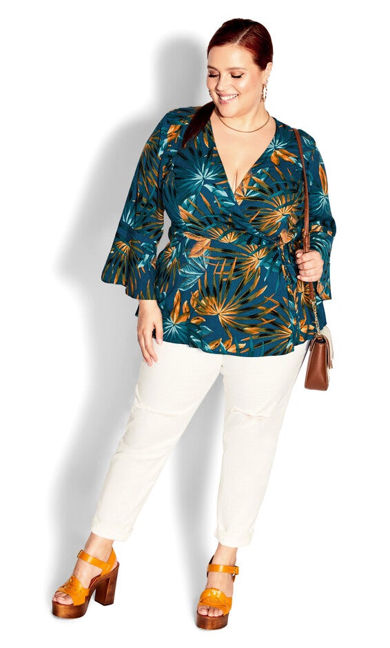 Island Print Top - teal, BLUE, alternate image number null