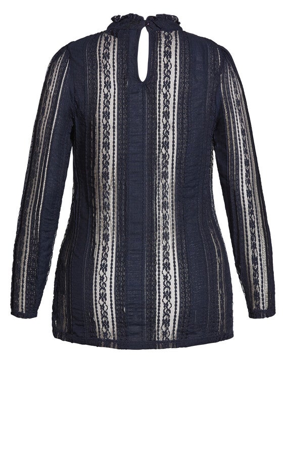 Paneled Lace Top - navy, BLUE, alternate image number 6