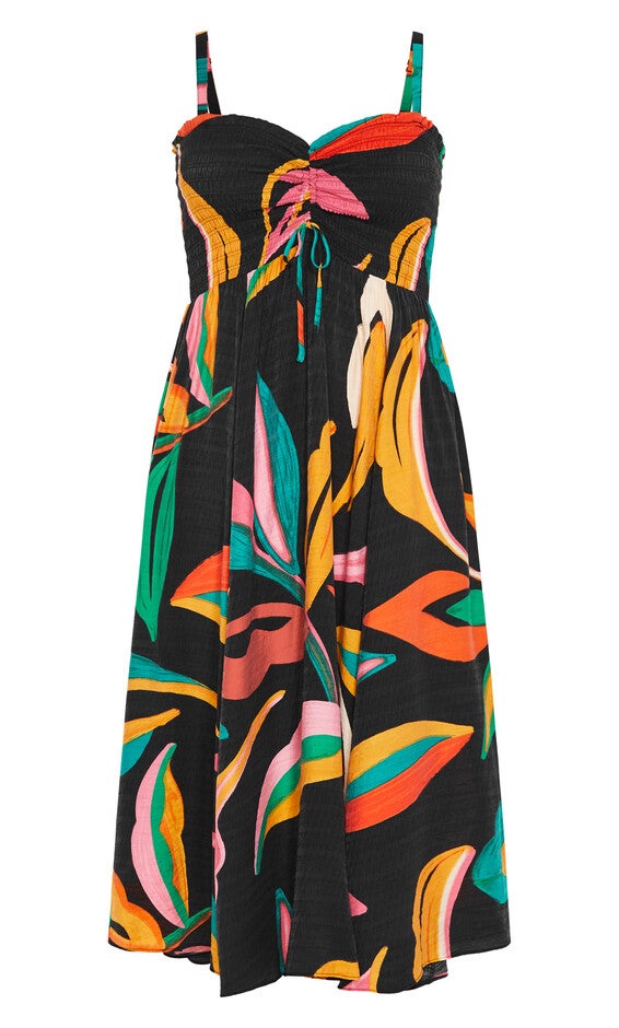 Maui Print Maxi Dress - black print, BLACK, alternate image number null