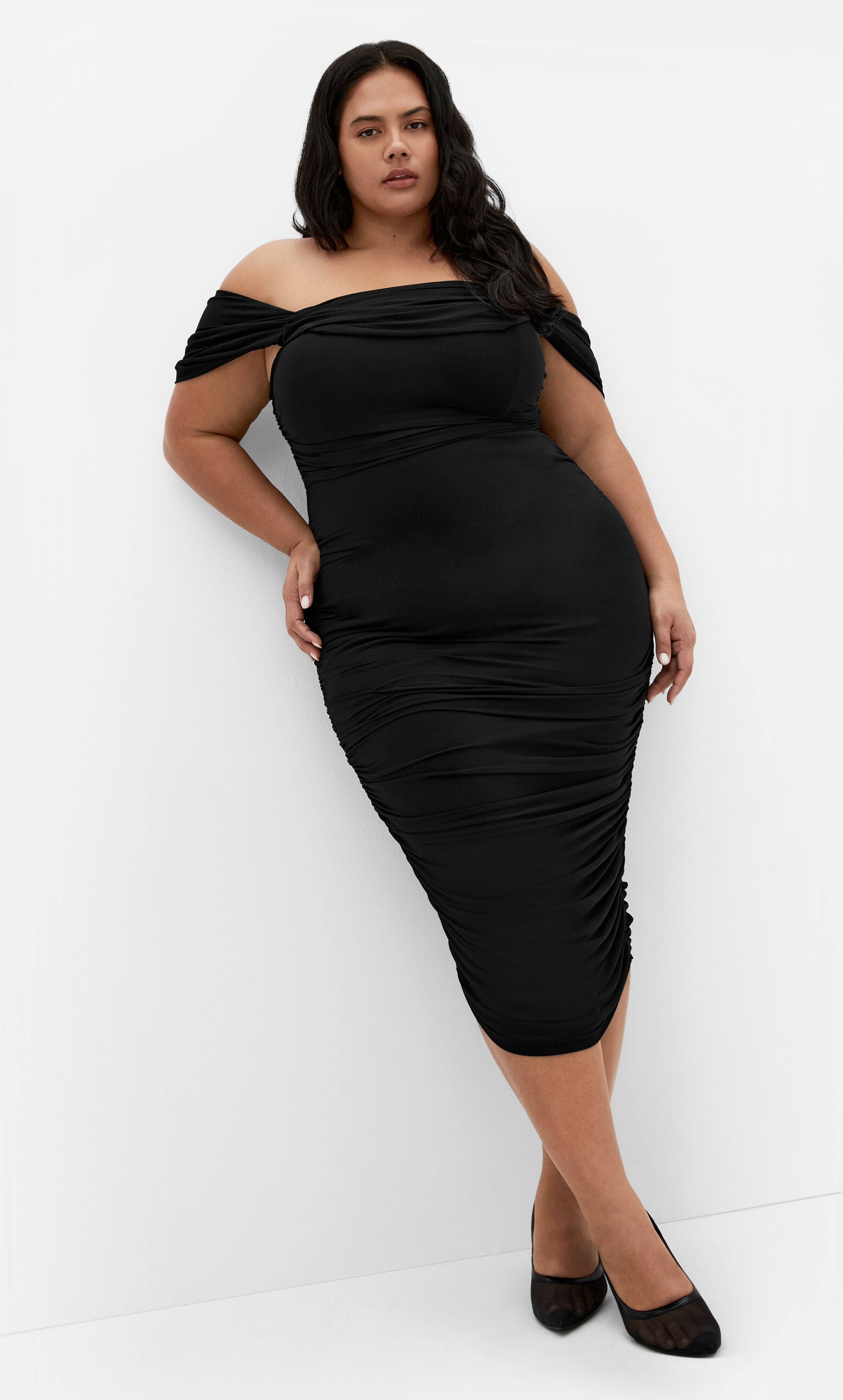 Jazmin Ruched Dress - black, BLACK, alternate image number 1