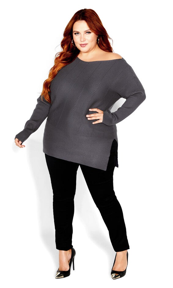 Lean In Sweater - smoke, GRAY, alternate image number 2