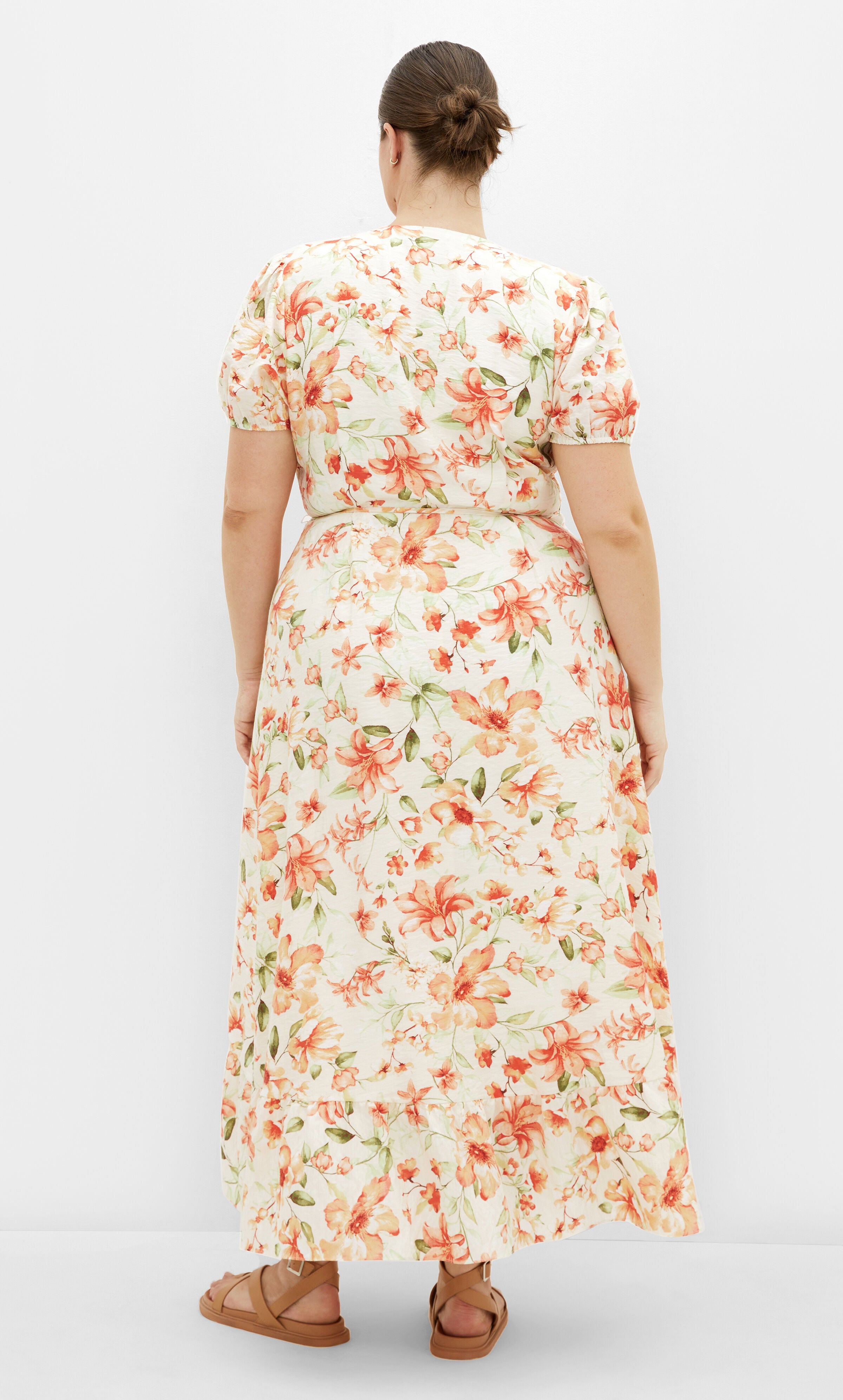 Sarina Print Dress - ivory, ORANGE, alternate image number 1