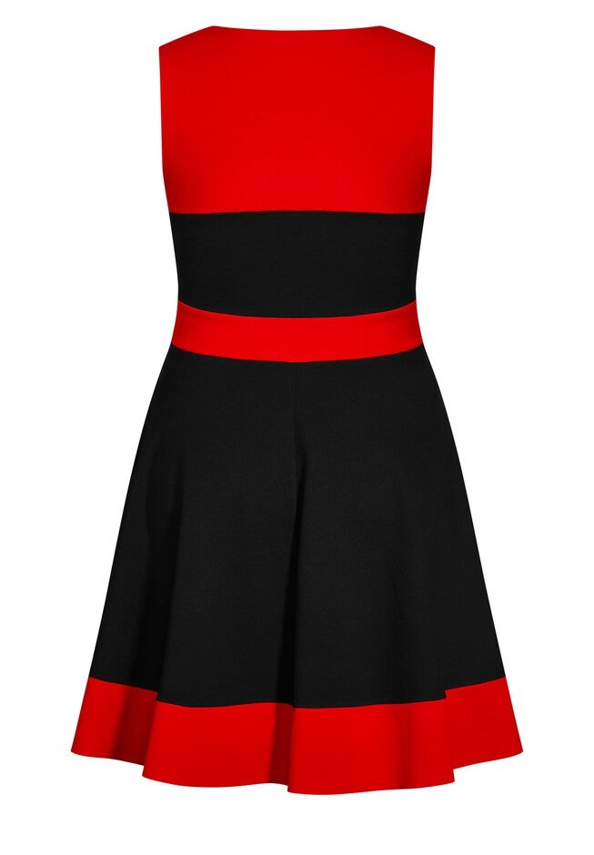 Retro Splice Dress - red, BLACK, alternate image number null