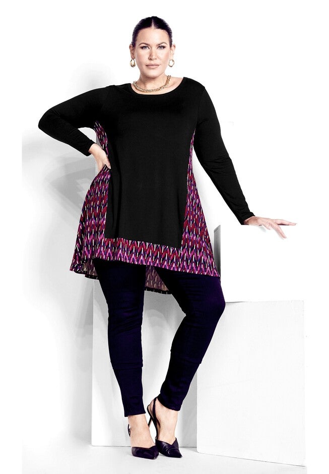 Elsa Tunic, BLACK BERRY CHEVRON, alternate image number 2