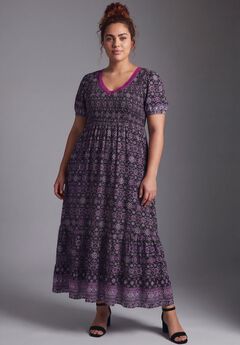 Plus Size Tiered Bohemian Maxi Dresses