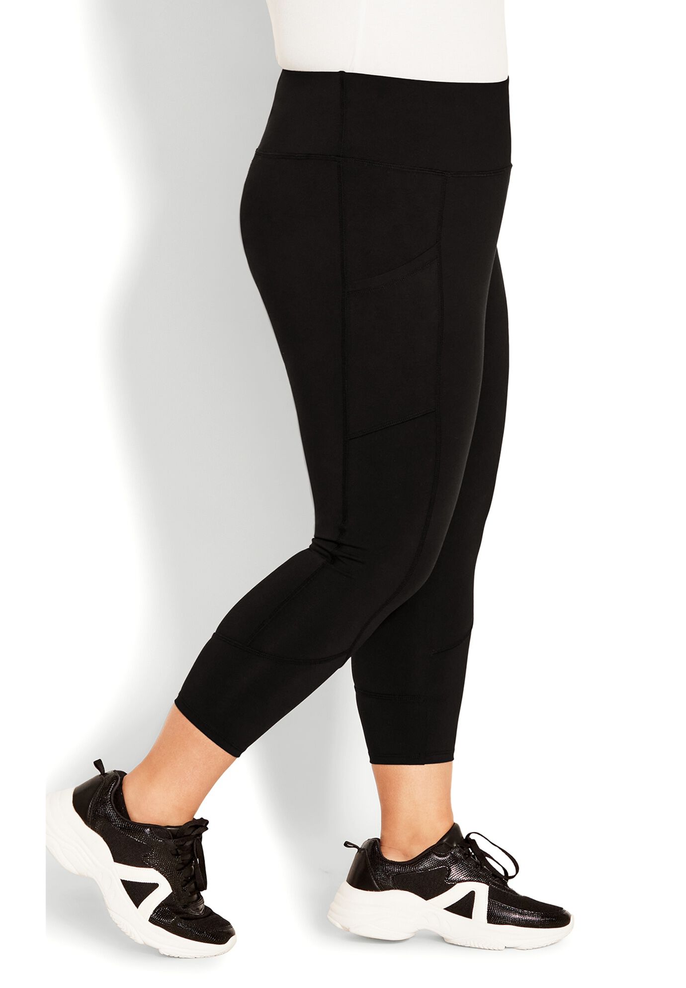 Pocket Capri Plain Legging, BLACK, alternate image number 3