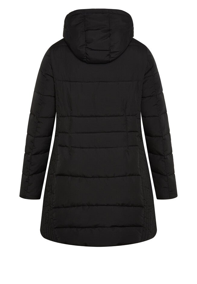 Charlotte High Neck Zip Hood Coat, BLACK, alternate image number null