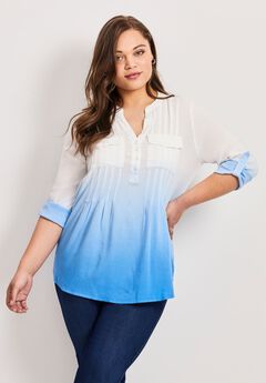 Roll Tab Pintuck Tunic