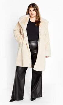 Remi Faux Fur Coat - cream
