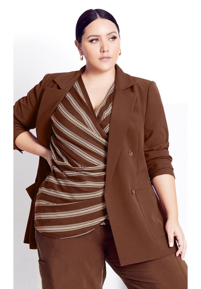 Stripe Wrap Top - clove, BROWN, alternate image number null