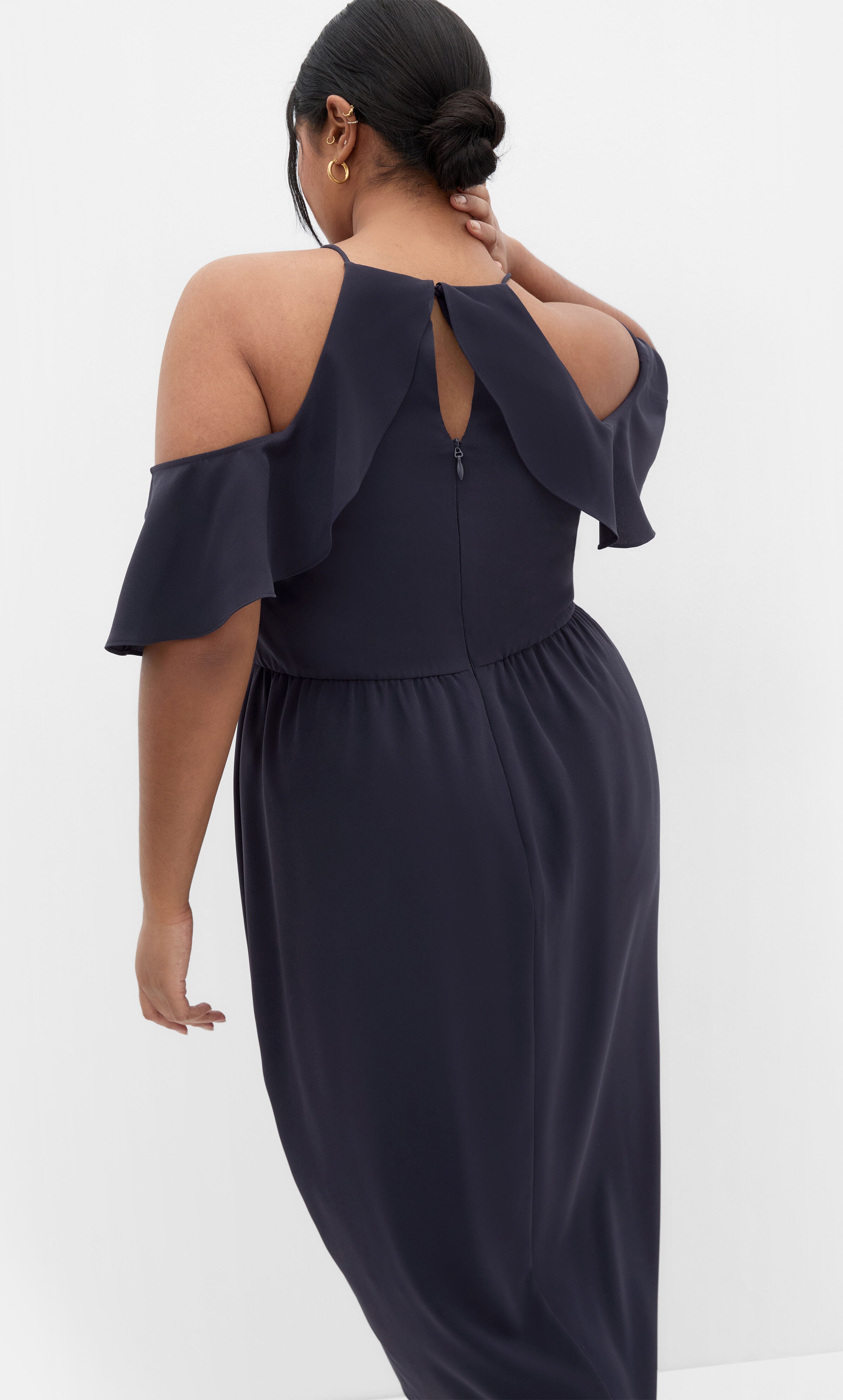 Love Siren Ruffle Shoulder Dress - navy, BLUE, alternate image number 3