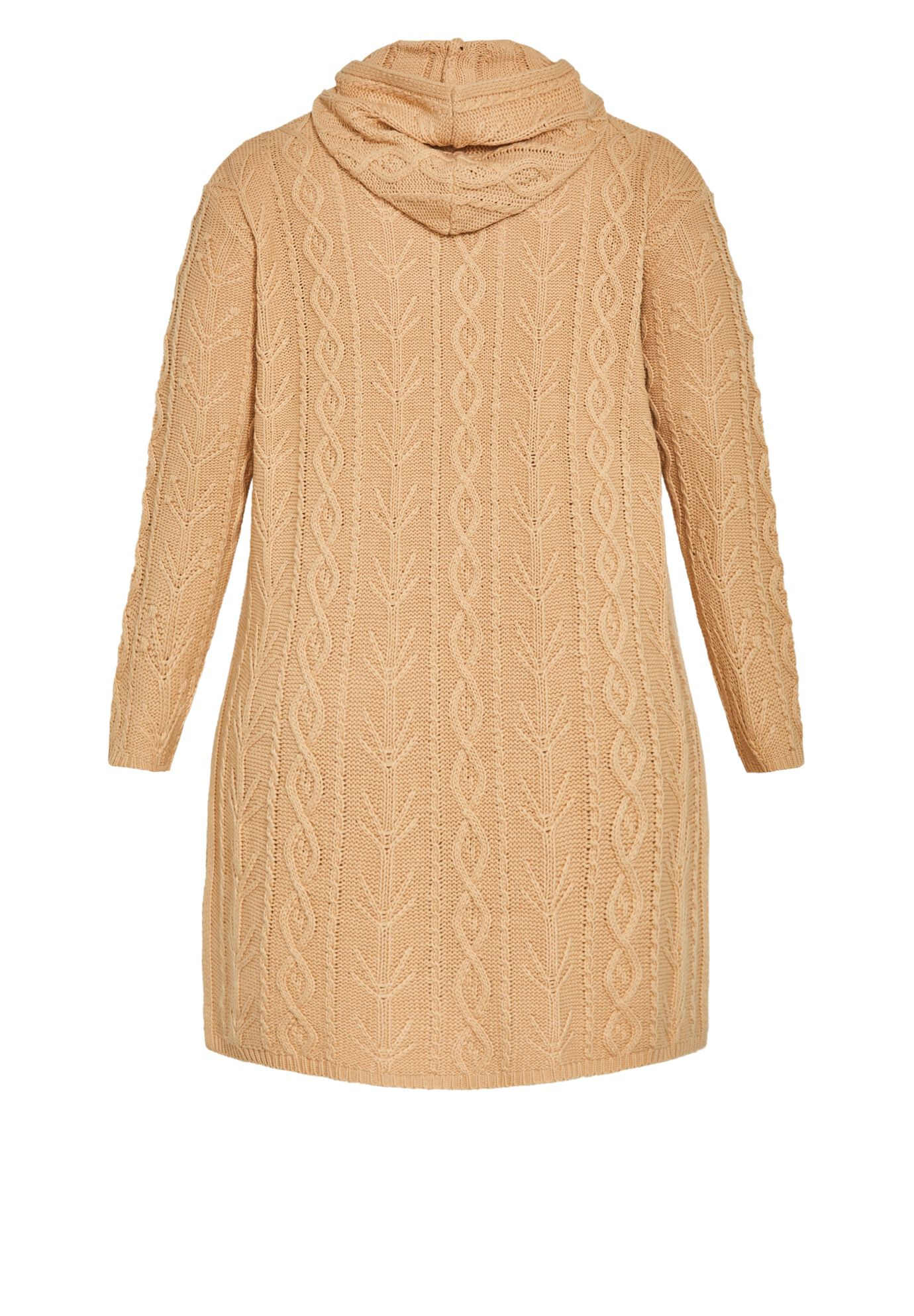 Camilla Cable Knit Hooded Cardigan, LATTE, alternate image number 4