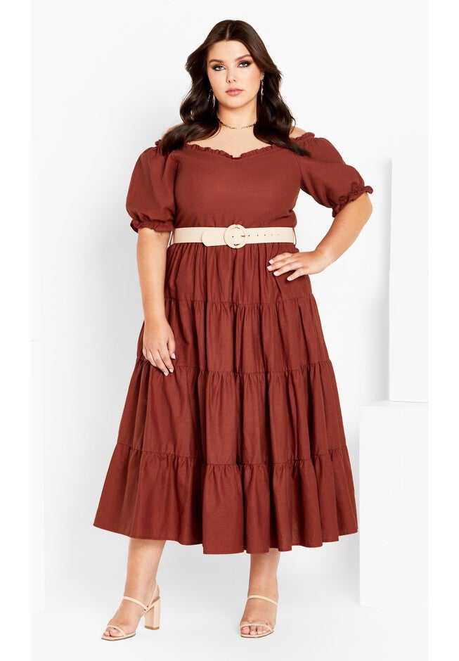 Puff Sleeve Maxi Dress - toffee, BROWN, hi-res image number null