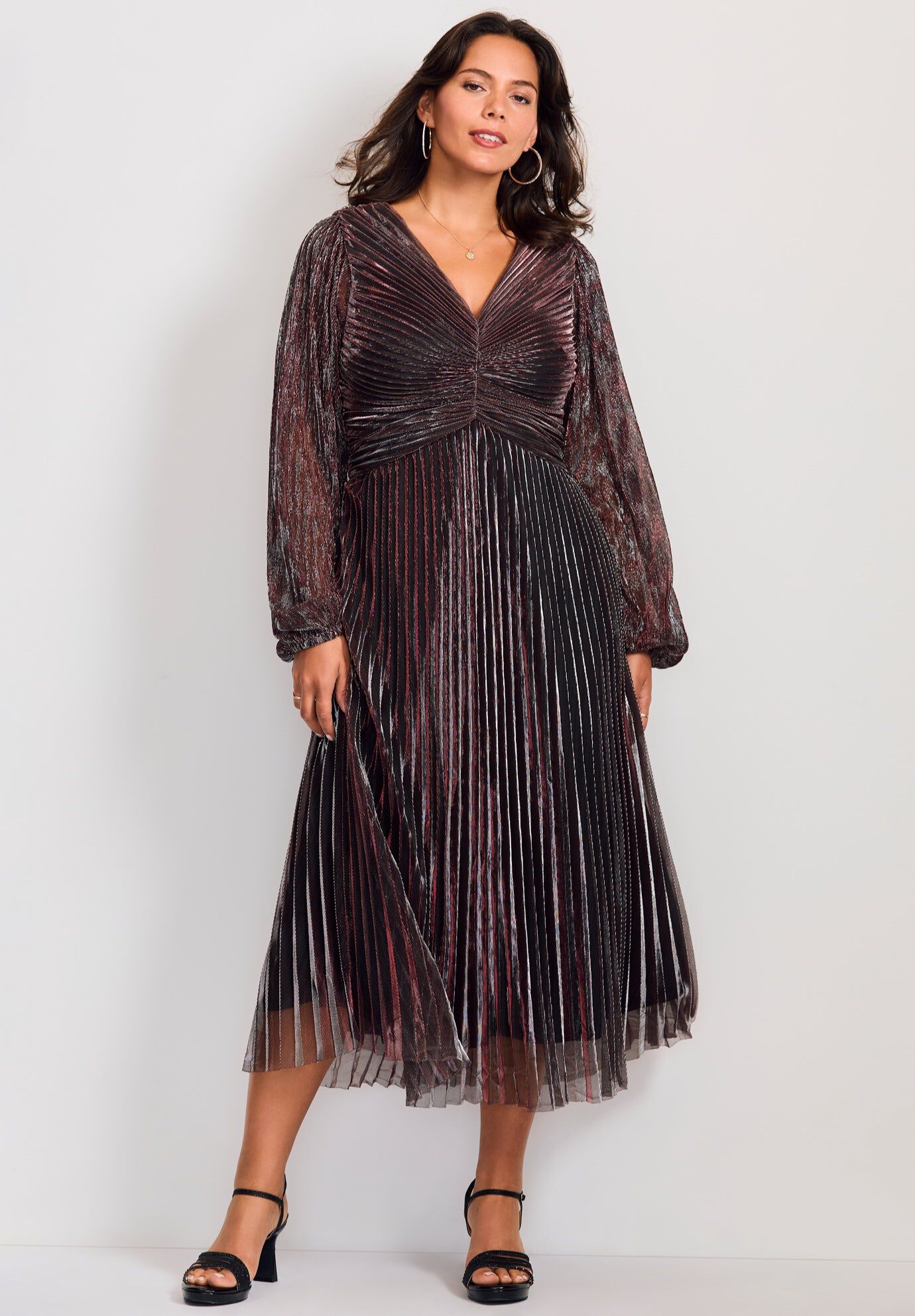 Pleated Plisse Dress, BERRY, hi-res image number 0
