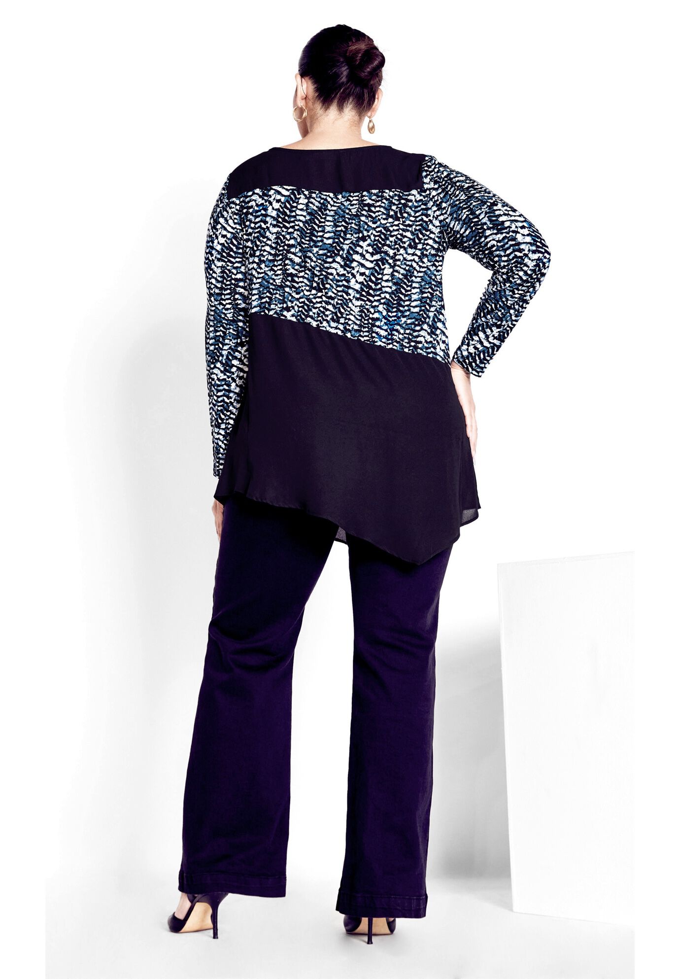 Carla Print Top, ABSTRACT BLUE, on-hover image number 1