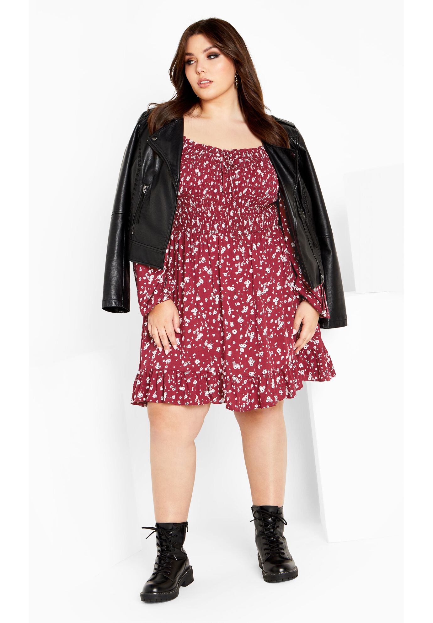 Lia Print Dress - beet red, RED, hi-res image number 0