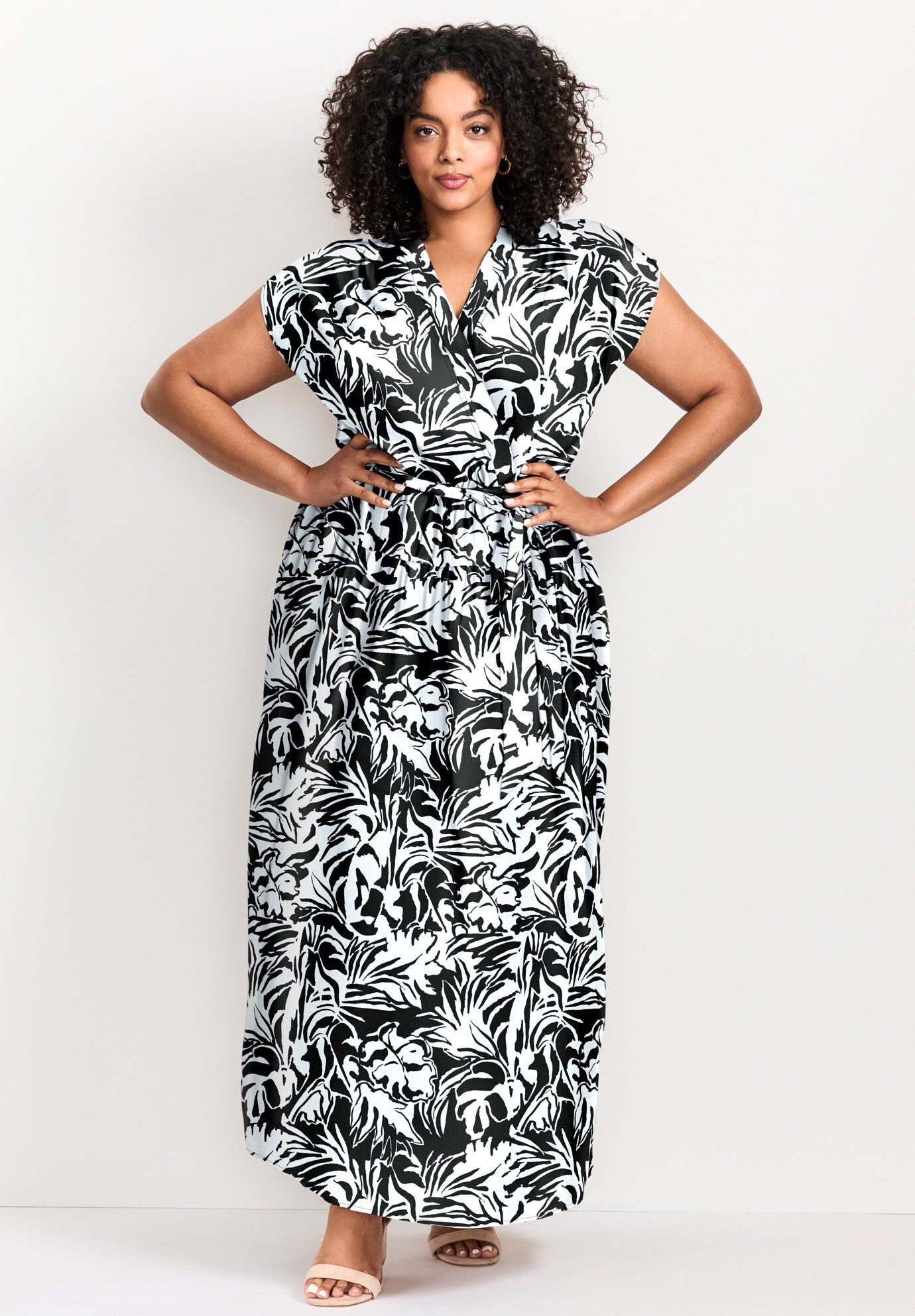 Havana Maxi Dress, BLACK GRAPHIC LEAVES, hi-res image number 0