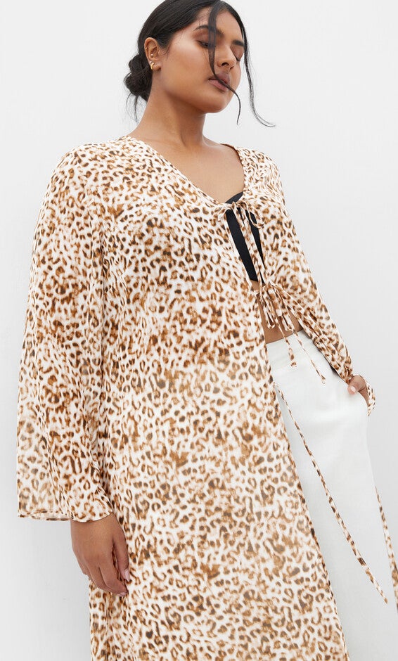 Remi Leopard Print Jacket - print, BROWN, alternate image number 1