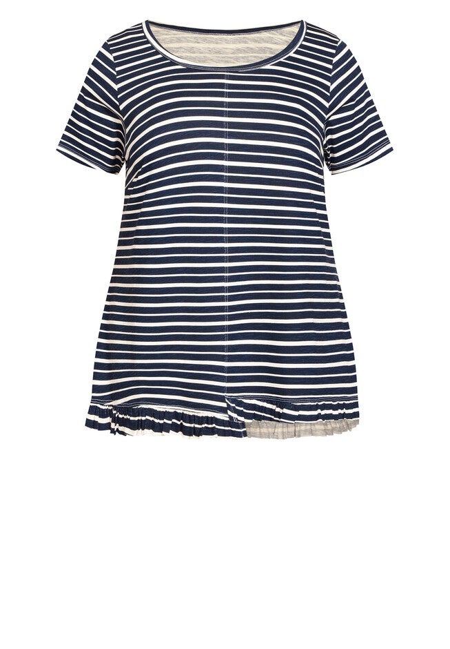 Mae Ruffle Stripe Top, STRIPE NAVY, alternate image number null