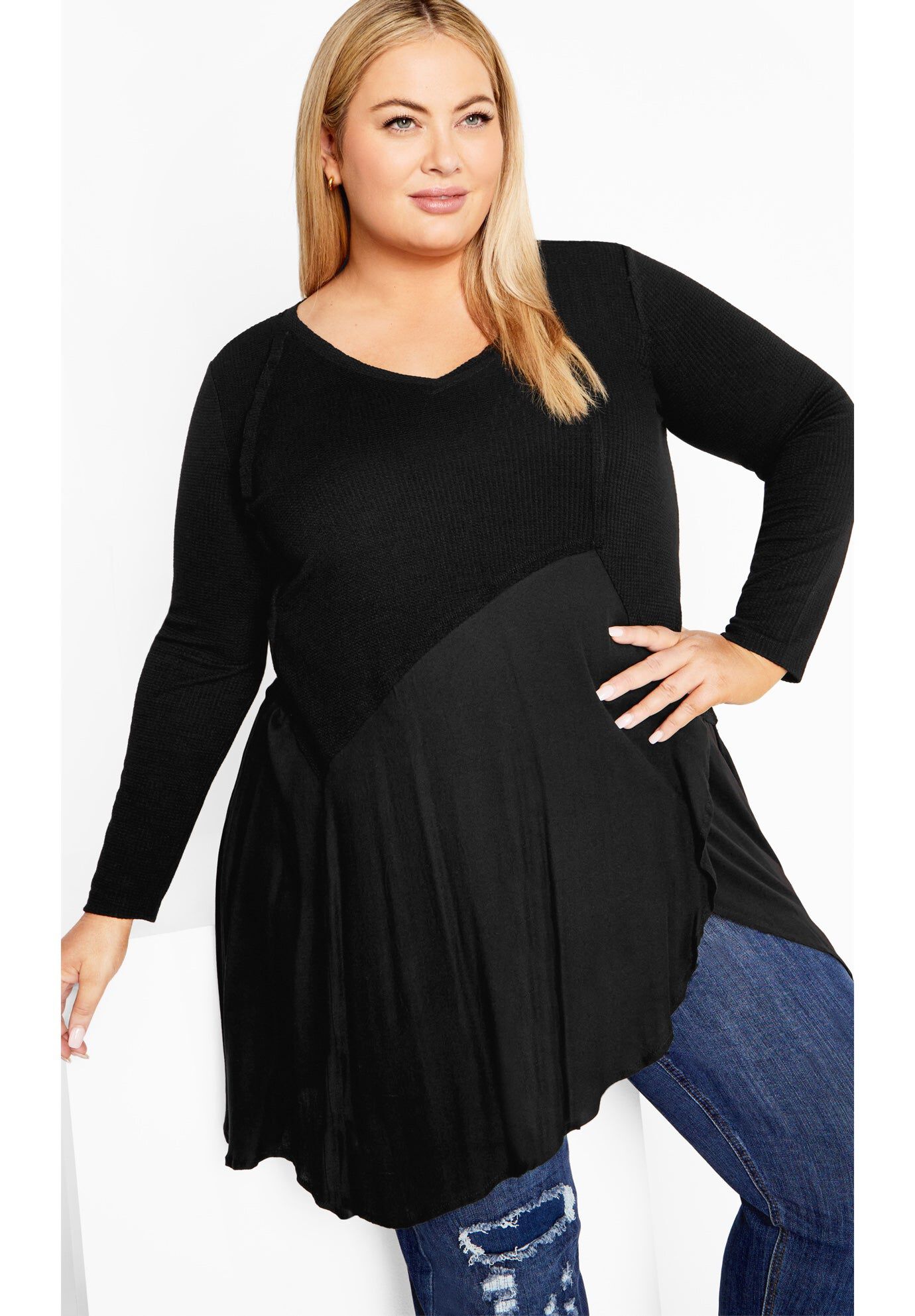 Plus Size Asymmetrical Neckline Tops | Dia & Co