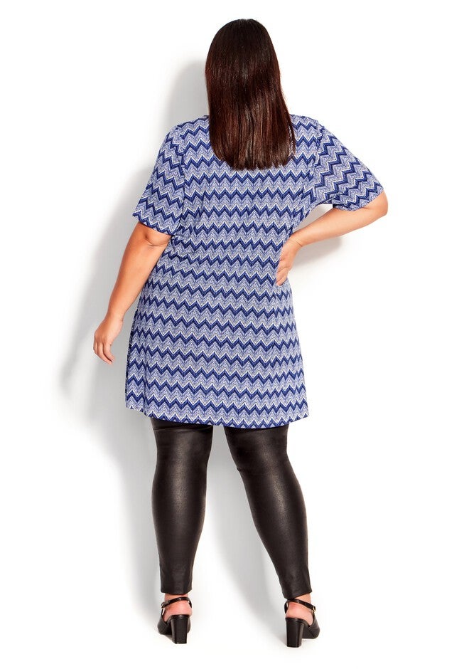 Liv Pleat Print Tunic, MARINE ZIG ZAG, alternate image number null