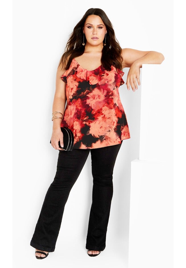 Mischa Print Floral Top - floral l'amour, ORANGE, on-hover image number 1
