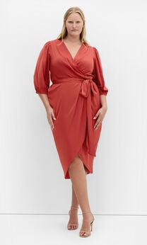 Opulent Elbow Sleeve Dress - cinnamon