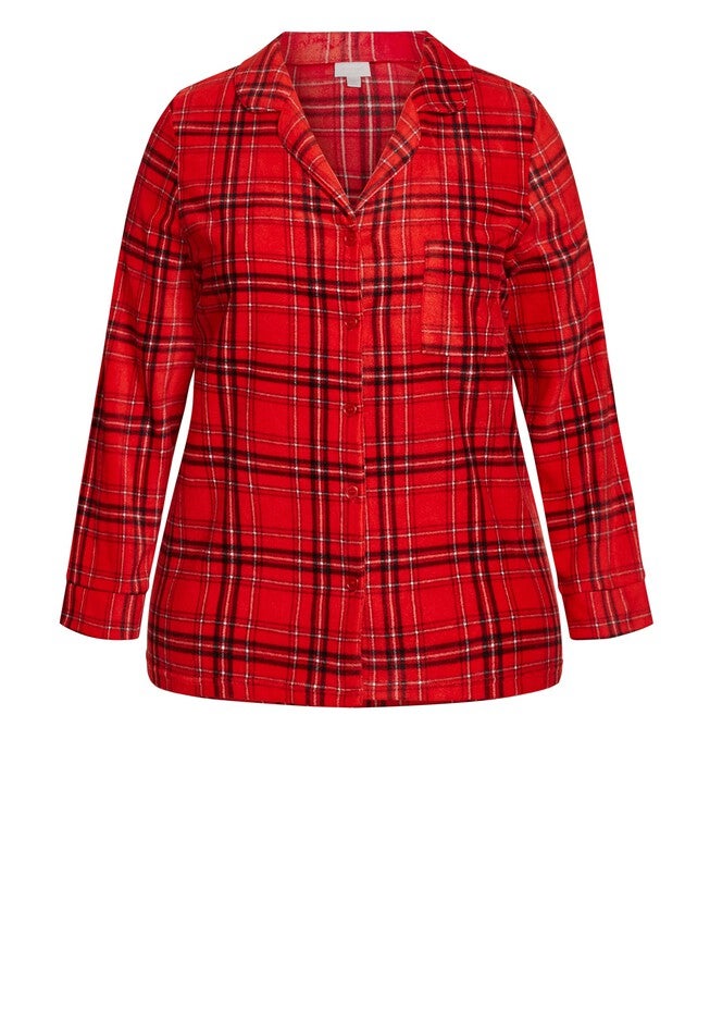 Fleece Check Sleep Top, CHECK, alternate image number 2