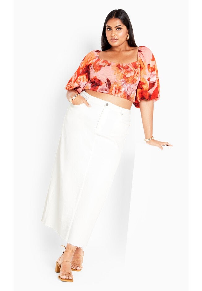 Poppie Print Top - peach, BLACK, on-hover image number null