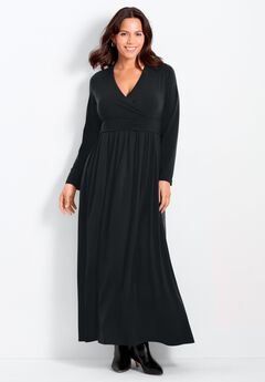 Faux Wrap Flare Maxi Dress