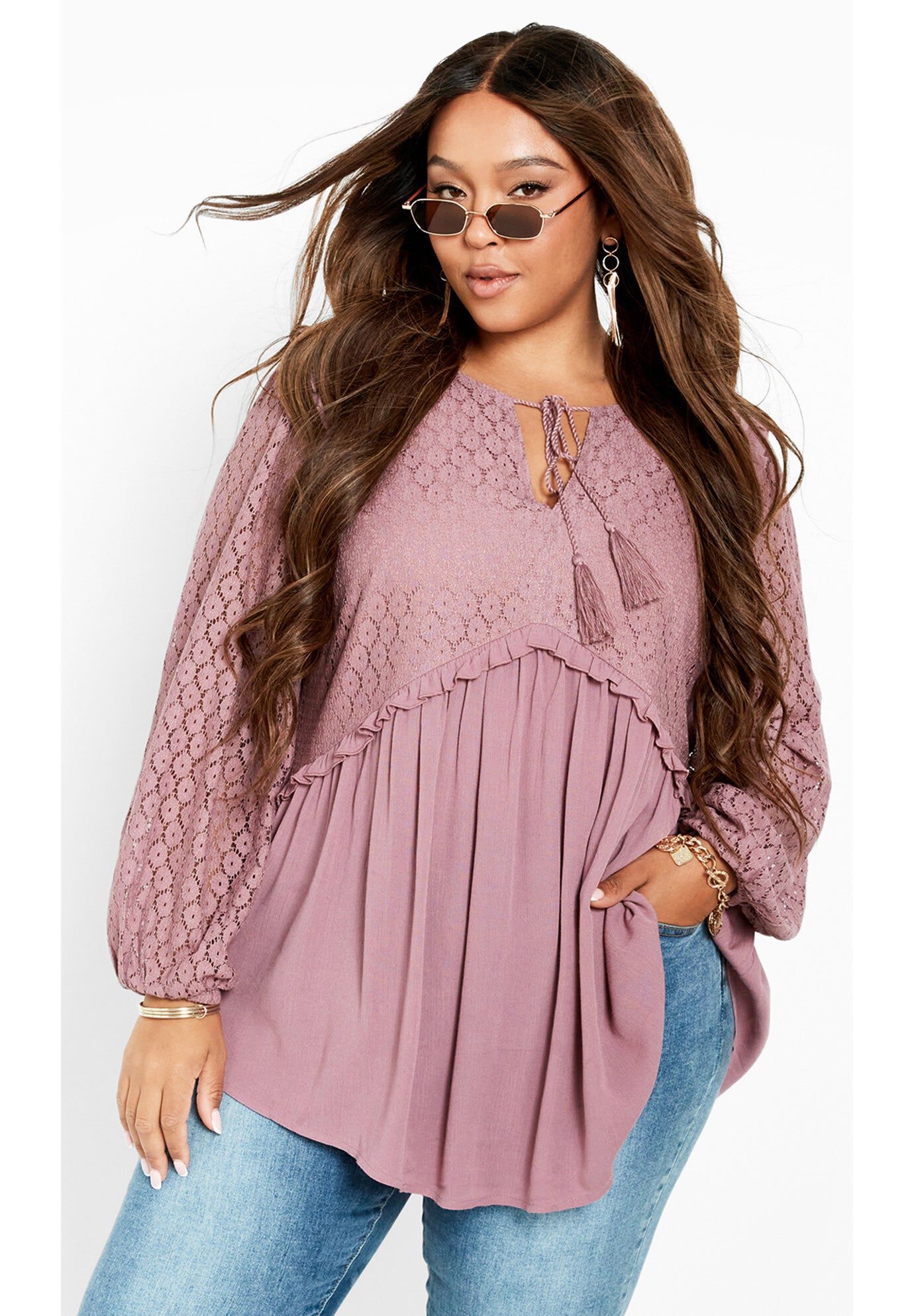 Hazel Lace Tunic, DUSTY LILAC, hi-res image number 0