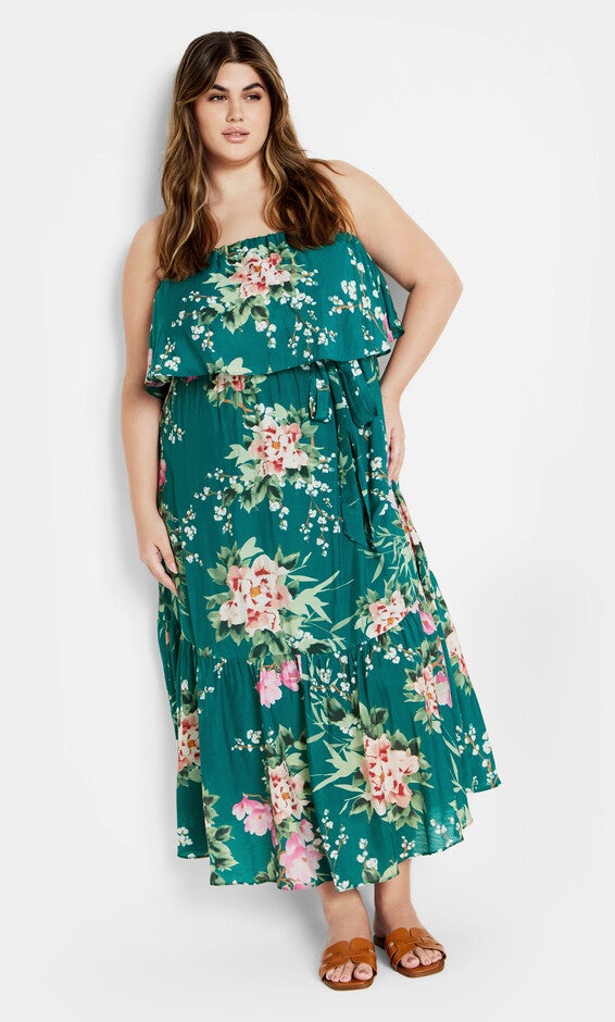 Pia Print Maxi Dress - jade, JADE SWEET BLOSSOM, alternate image number null