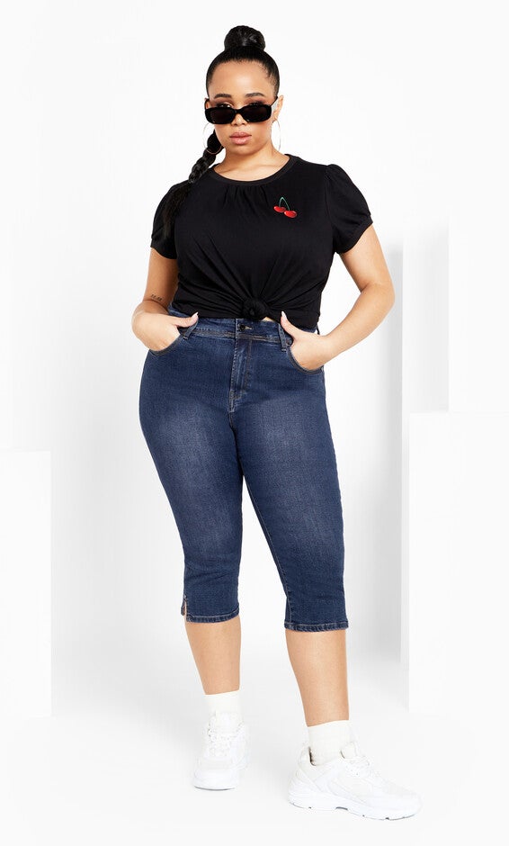 Sweet Longline Short - dark denim, BLUE, hi-res image number 0