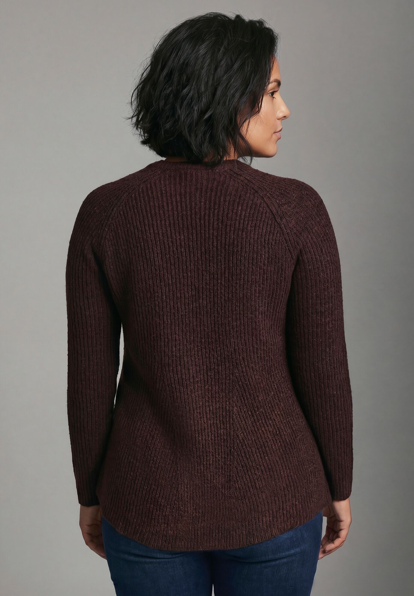 Tia Curved Hem Tunic Sweater, BURGUNDY, alternate image number 3