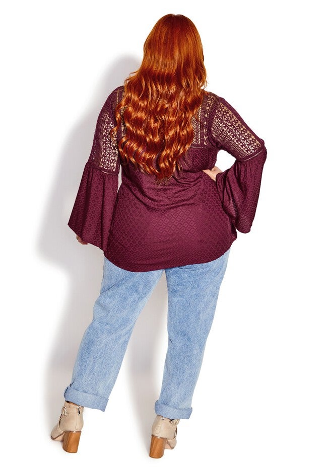 Sweet Dream Embroidered Top - wine, RED, alternate image number null