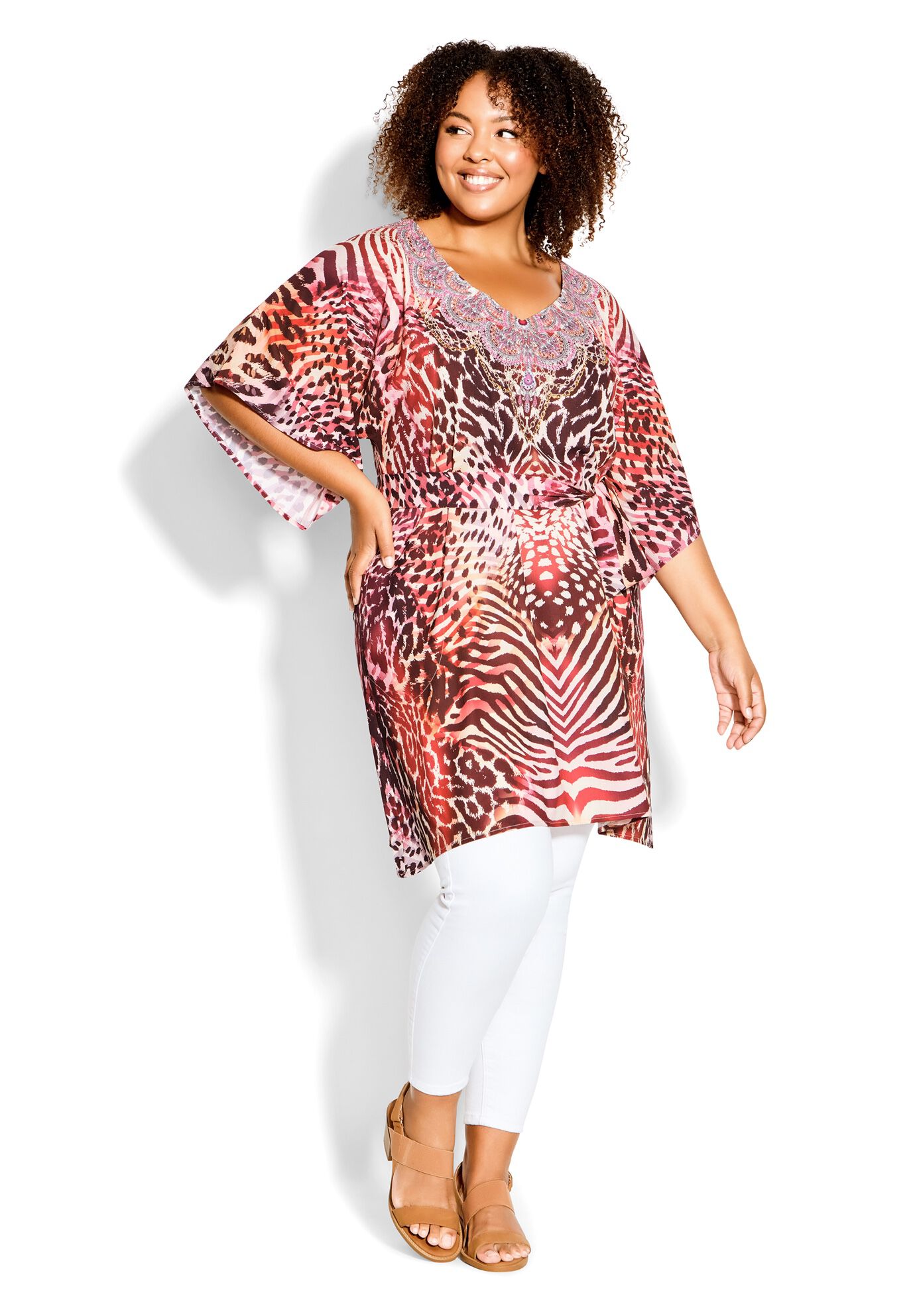 Retreat Beaded Tunic, SUNSET ANIMAL, alternate image number 5