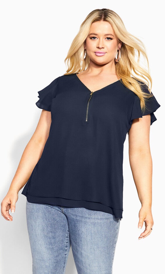 Zip Fling Top - navy, BLUE, alternate image number 1