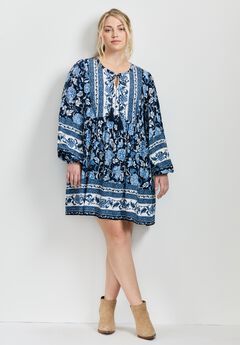 Livvy Boho Border Print Mini Dress