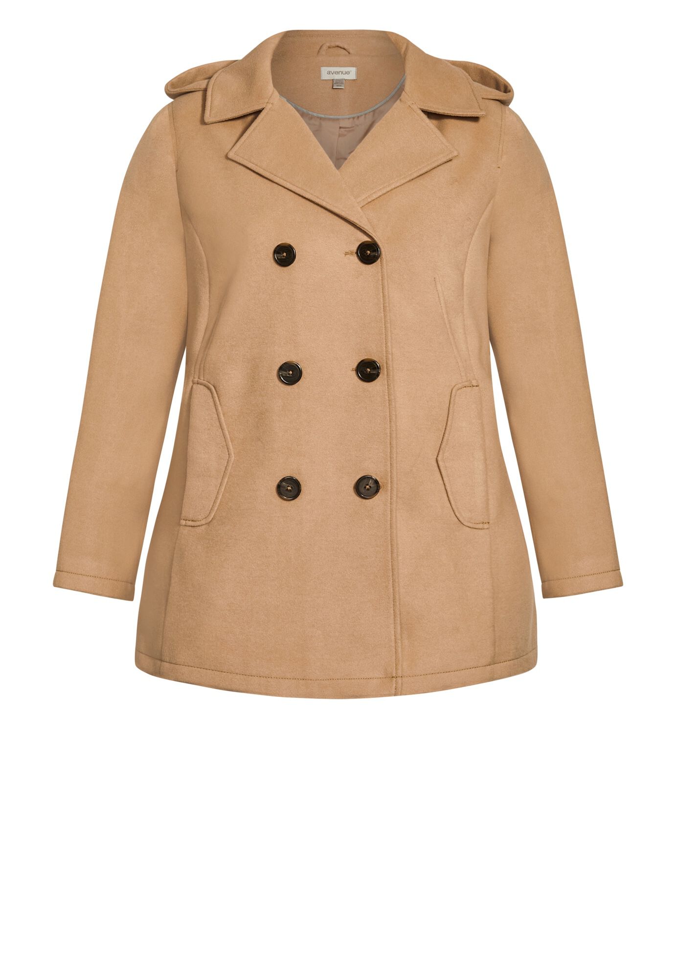Faux Wool Peacoat, CAMEL, alternate image number 2