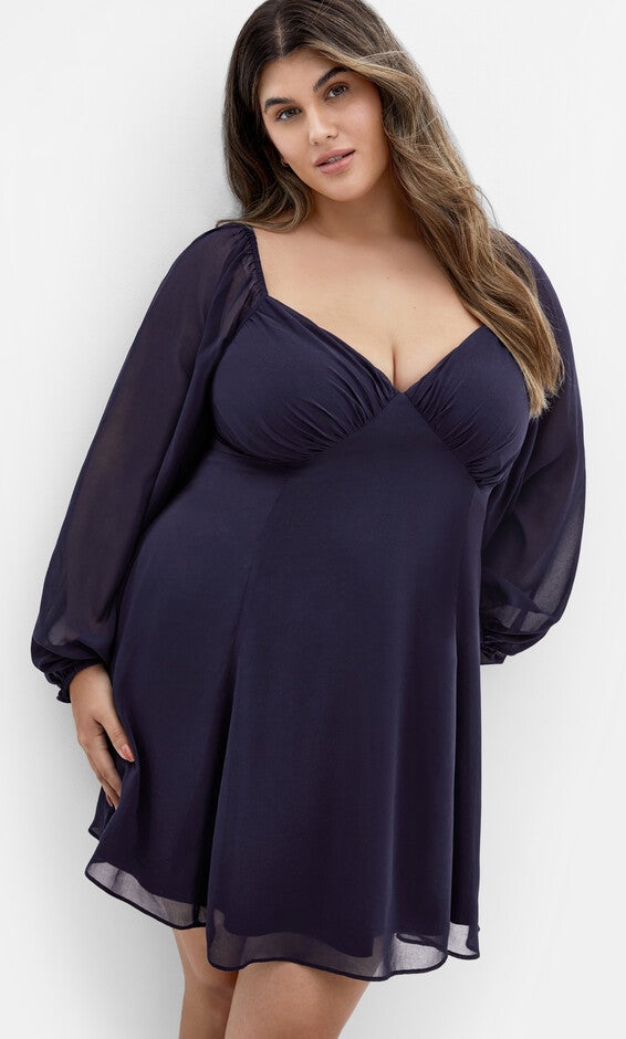 Flirty Flounce Dress - navy, NAVY, alternate image number null