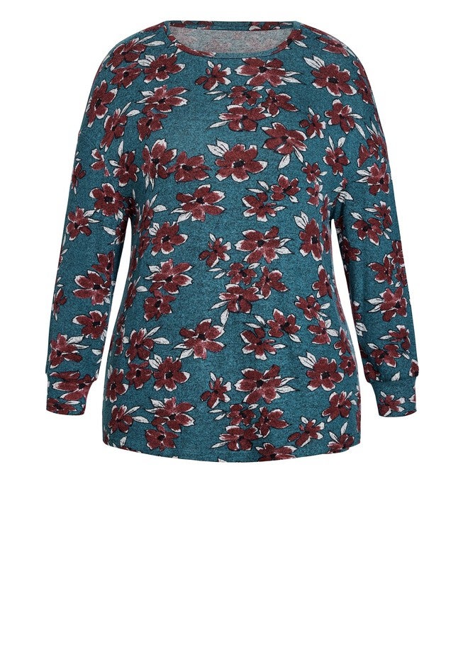 Soft Touch Floral Top, GREEN TEAL, alternate image number 4