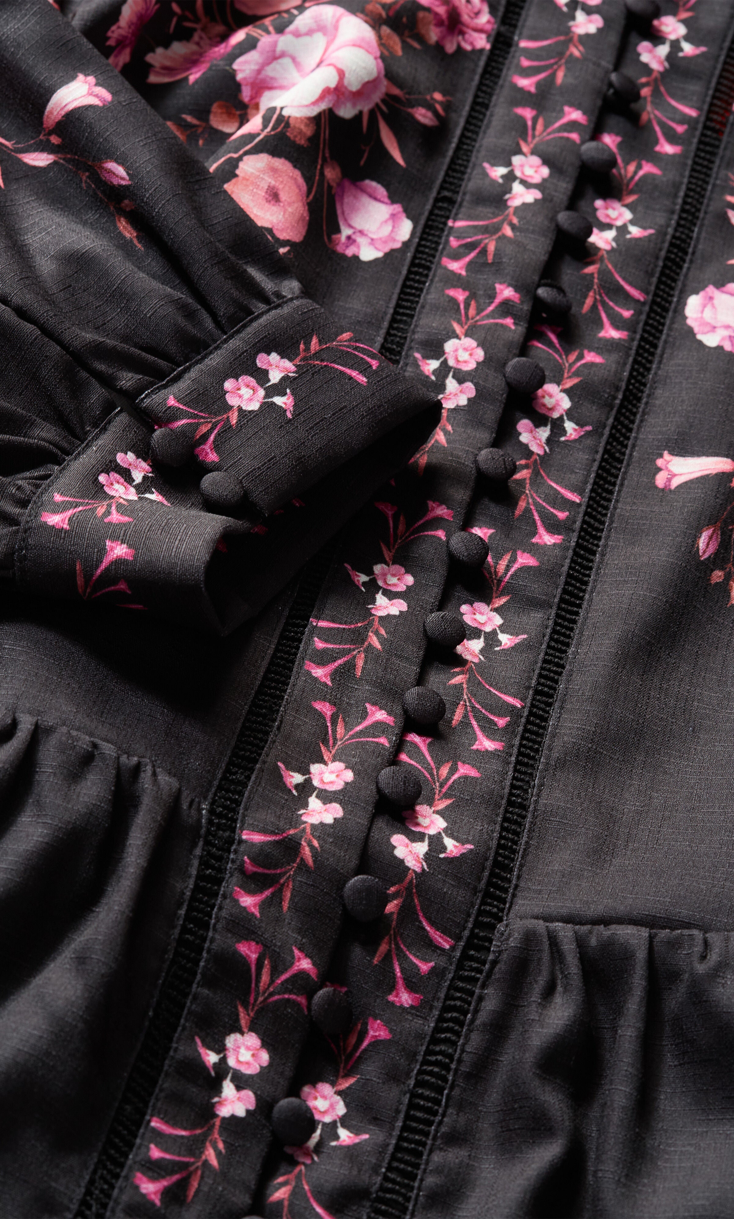 Annabelle Button Closure Midi Dress - black, BLACK, alternate image number 5