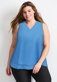 Sleeveless Double Layer Swing Tank