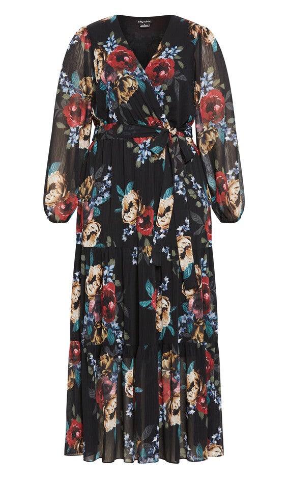 Xander Print Maxi Dress - black, DARK LATE BLOOM, alternate image number null